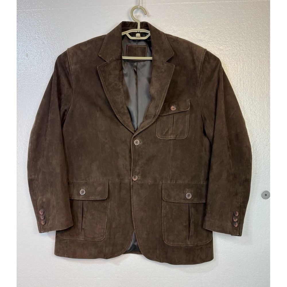 Brown Suede Goat Leather Jacket Sport Coat Mens Western Blazer Chest 44